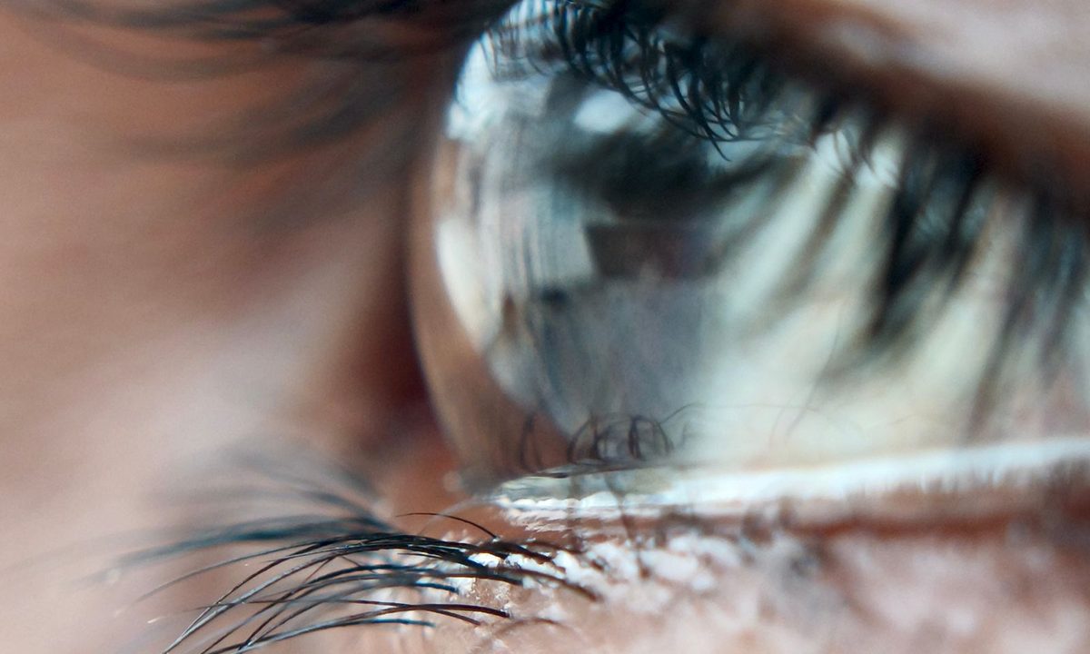 A close-up of eyes with long lashes